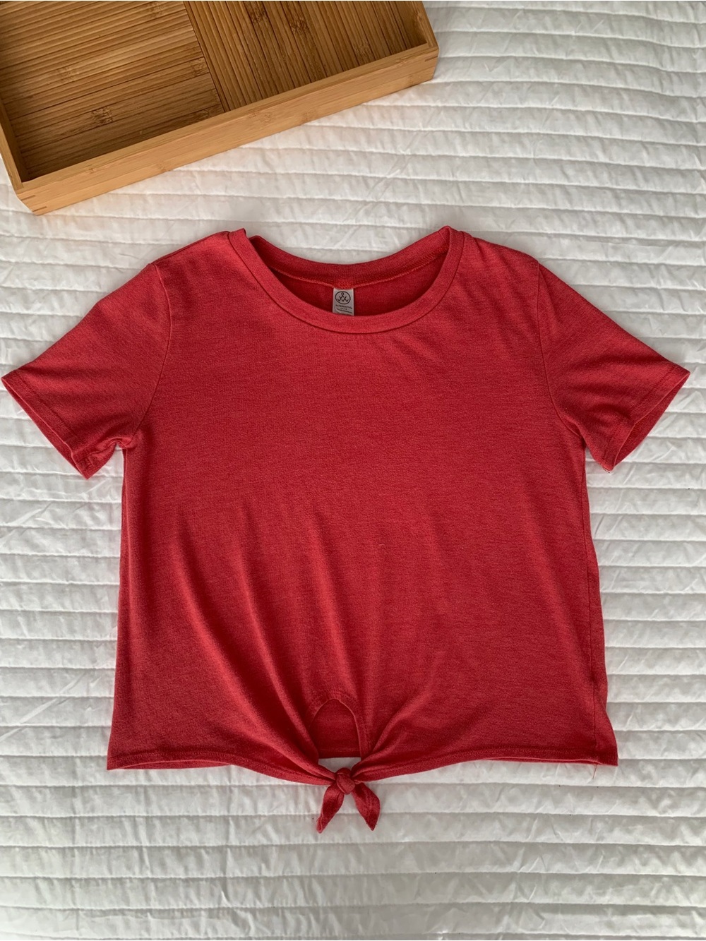 Alternative Earth Shirt Women’s M Dark Coral Pink Tie Front Tee Short Sleeve Top